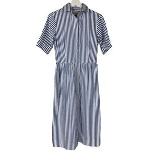 Kim and Proper Casey Stripe Midi Shirt Dress size XXS Blue & White Cotton Kentuc